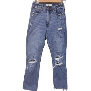 3/$30 ABERCROMBIE & FITCH THE ANKLE STRAIGHT ULTRA HIGH RISE  DISTRESSED 27 / 4R